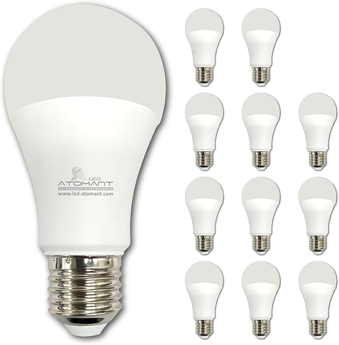 12 Pack A19 LED Bulb 9W 800 Lumens, 5000K Daylight Bright White, 110V E26 Base (60W Incandescent Replacement)