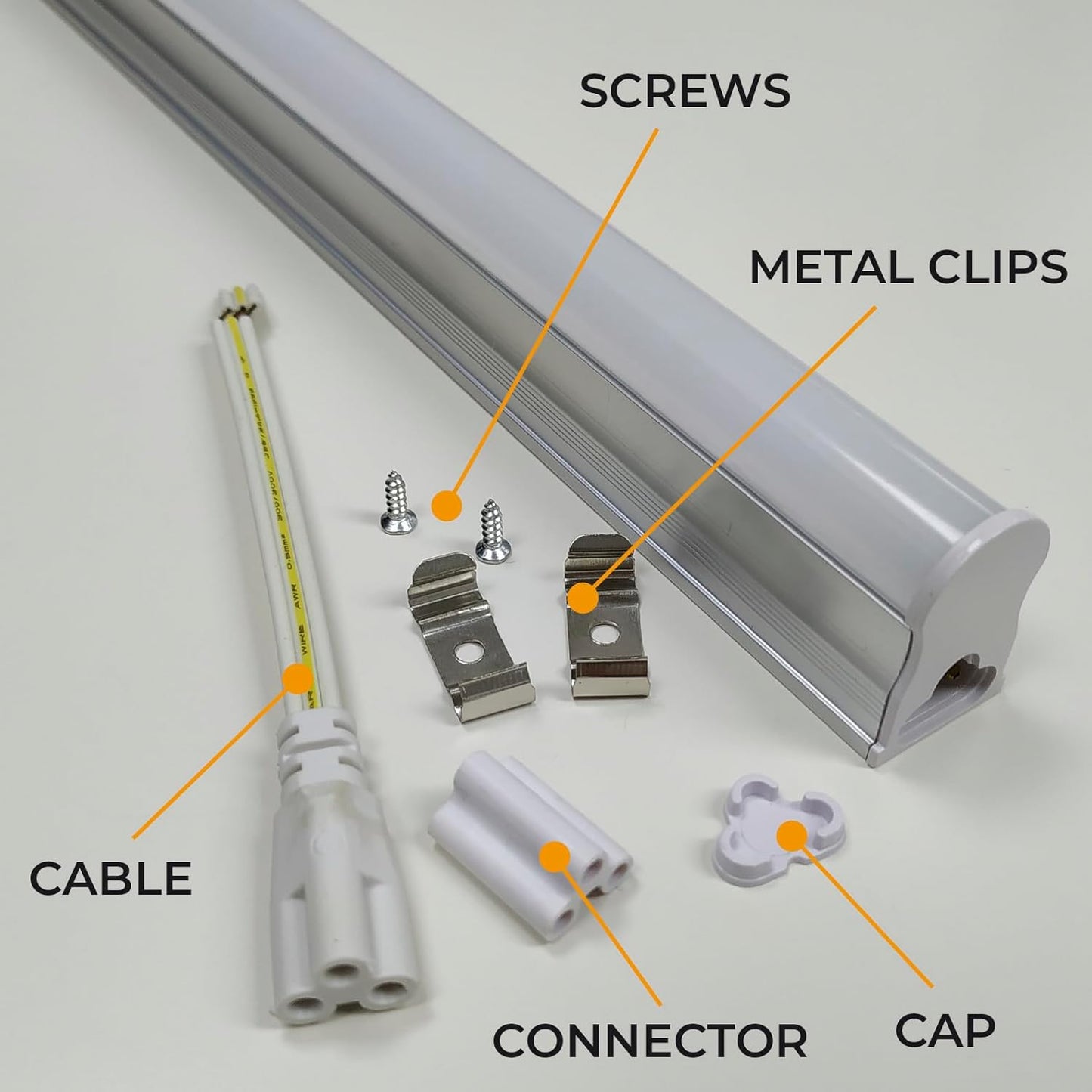 4 Pack - 4FT LED T5 Integrated Fixture -18W 2100 Lumens - Selectable, Linkable Utility Shop Light, Ceiling and Under Cabinet Light, Corded Electric
