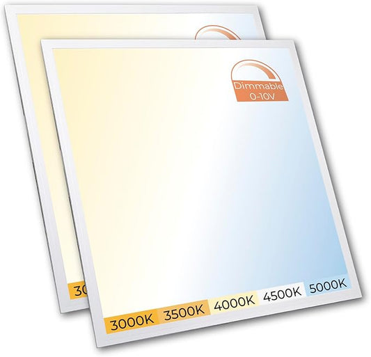 2 Pack 2x2 LED Flat Recessed Panel Light 48W 5000LM, 5 CCT Selectable