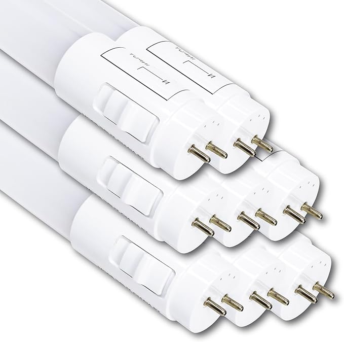 8 Pack 3CCT 4FT LED T8 Type B Light Tube 18W 2200 Lumens, 2700K/4000K/5000K Selectable, Ballast Bypass, Double Ended Connection, Frosted Cover