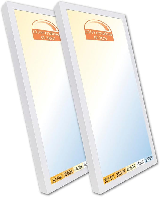 2 Pack 1x2 LED Surface Mount Panel Light 40W 4000LM, 5CCT Selectable