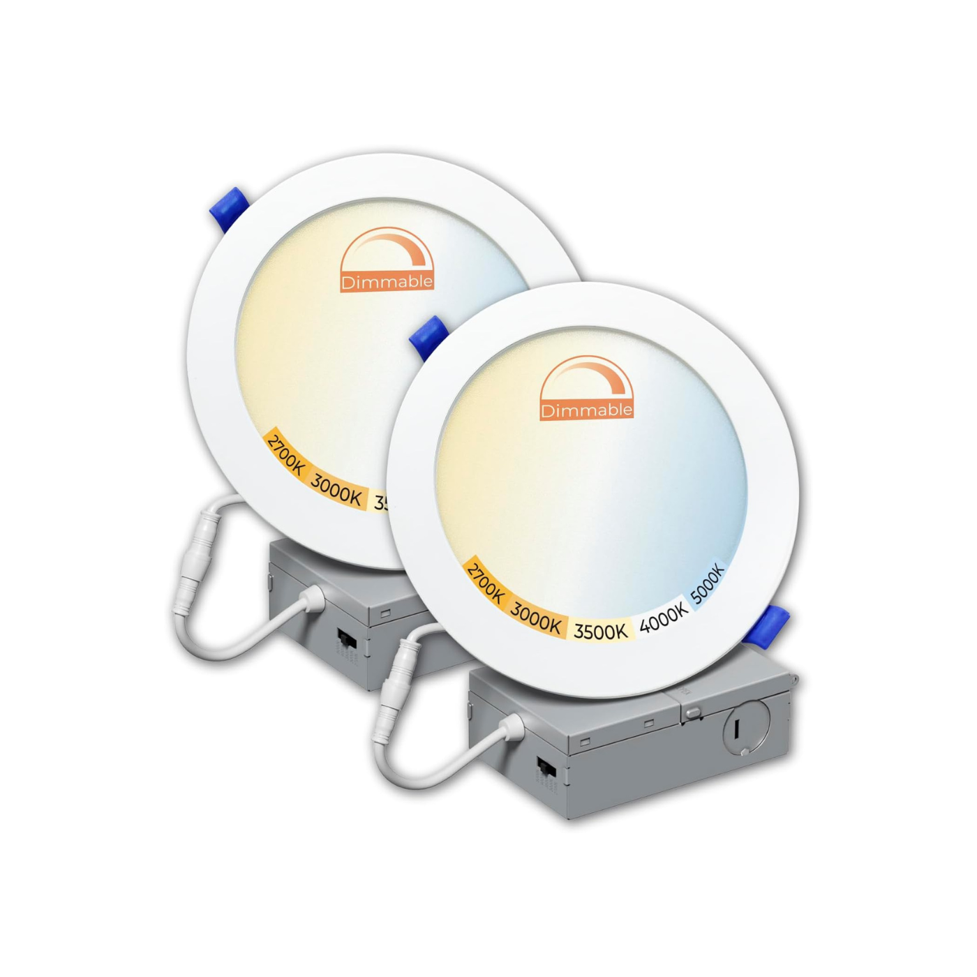 2 Pack 4 Inch LED Recessed Ceiling Light with Junction Box - Dimmable Can less Downlight