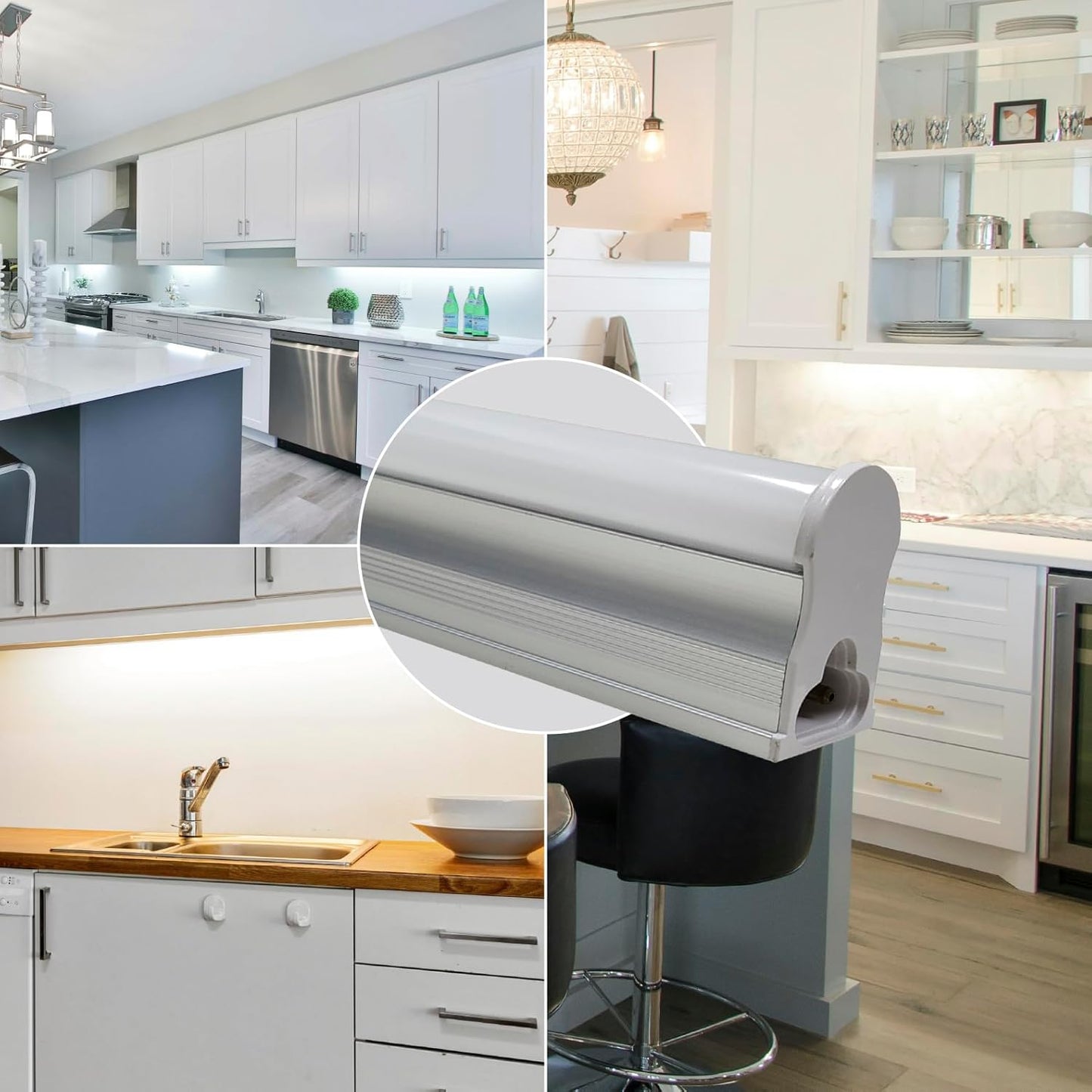 12 Pack - 4FT LED T5 Integrated Fixture 18W 2100 Lumens, Selectable, Linkable Utility Shop Light, Ceiling and Under Cabinet Light, Corded Electric