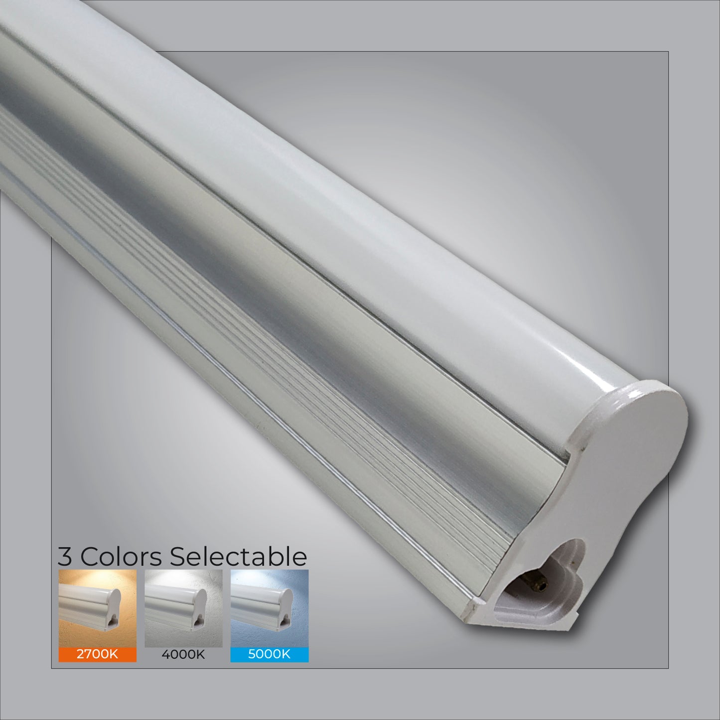 24 Pack 3CCT 4FT LED T5 Integrated Fixture 18W 2100 Lumens, 2700K/4000K/5000K Selectable, Linkable, Ceiling and Under Cabinet Light