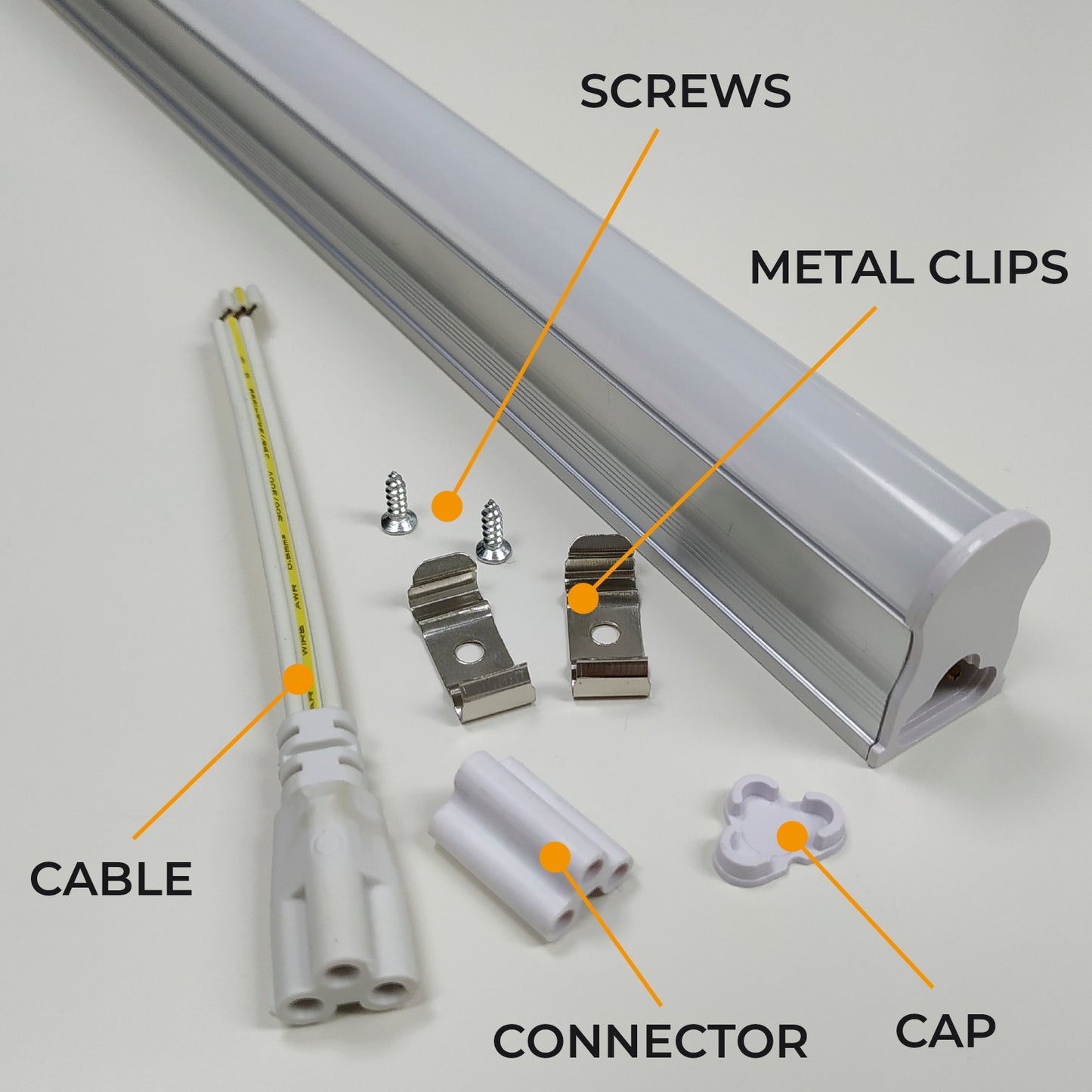 24 Pack 3CCT 4FT LED T5 Integrated Fixture 18W 2100 Lumens, 2700K/4000K/5000K Selectable, Linkable, Ceiling and Under Cabinet Light