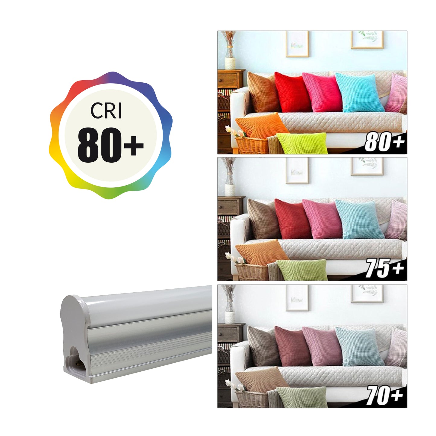 24 Pack 3CCT 4FT LED T5 Integrated Fixture 18W 2100 Lumens, 2700K/4000K/5000K Selectable, Linkable, Ceiling and Under Cabinet Light