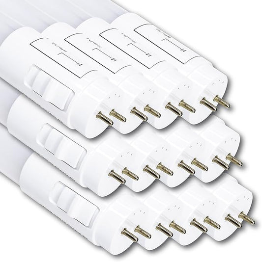 12 Pack 3CCT 4FT LED T8 Type B Light Tube 18W 2200 Lumens, 2700K/4000K/5000K Selectable, Ballast Bypass, Double Ended Connection, Frosted Cover