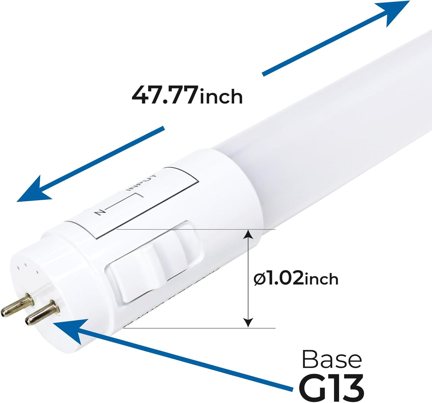 4 Pack 3CCT 4FT LED T8 Type B Light Tube 18W 2200 Lumens