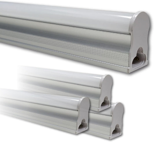 4 Pack - 4FT LED T5 Integrated Fixture -18W 2100 Lumens - Selectable, Linkable Utility Shop Light, Ceiling and Under Cabinet Light, Corded Electric