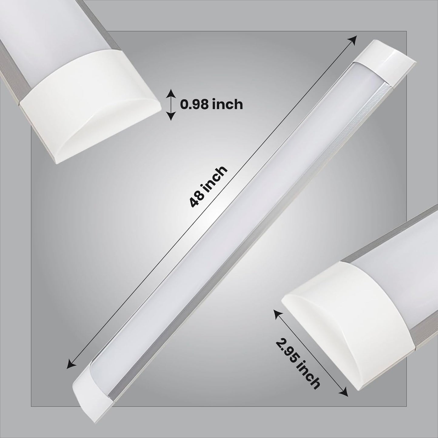 10 Pack - 4FT LED Batten Light 40W 4000 Lumens, LED Wraparound Light Fixture, Flush Mount Office Ceiling Light for Garage, Office, Kitchen