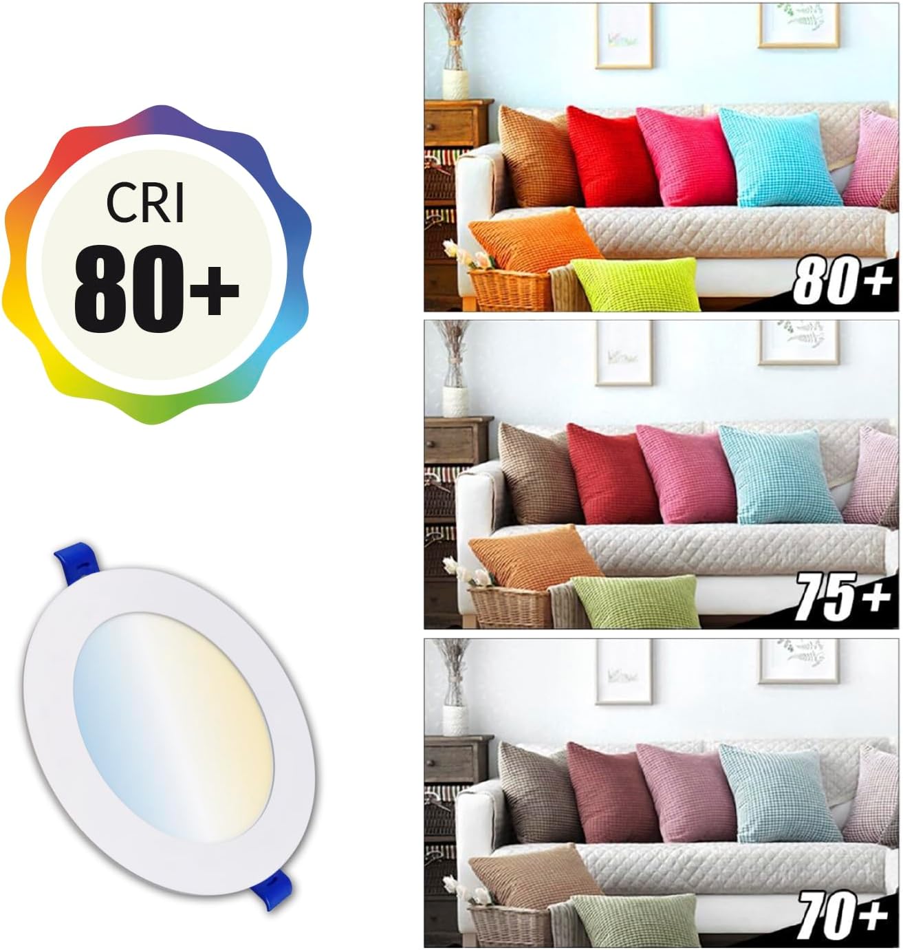 6 Pack 6 Inch LED Recessed Ceiling Light with Junction Box 12W 1000LM, 5CCT Selectable, Dimmable Can less Downlight