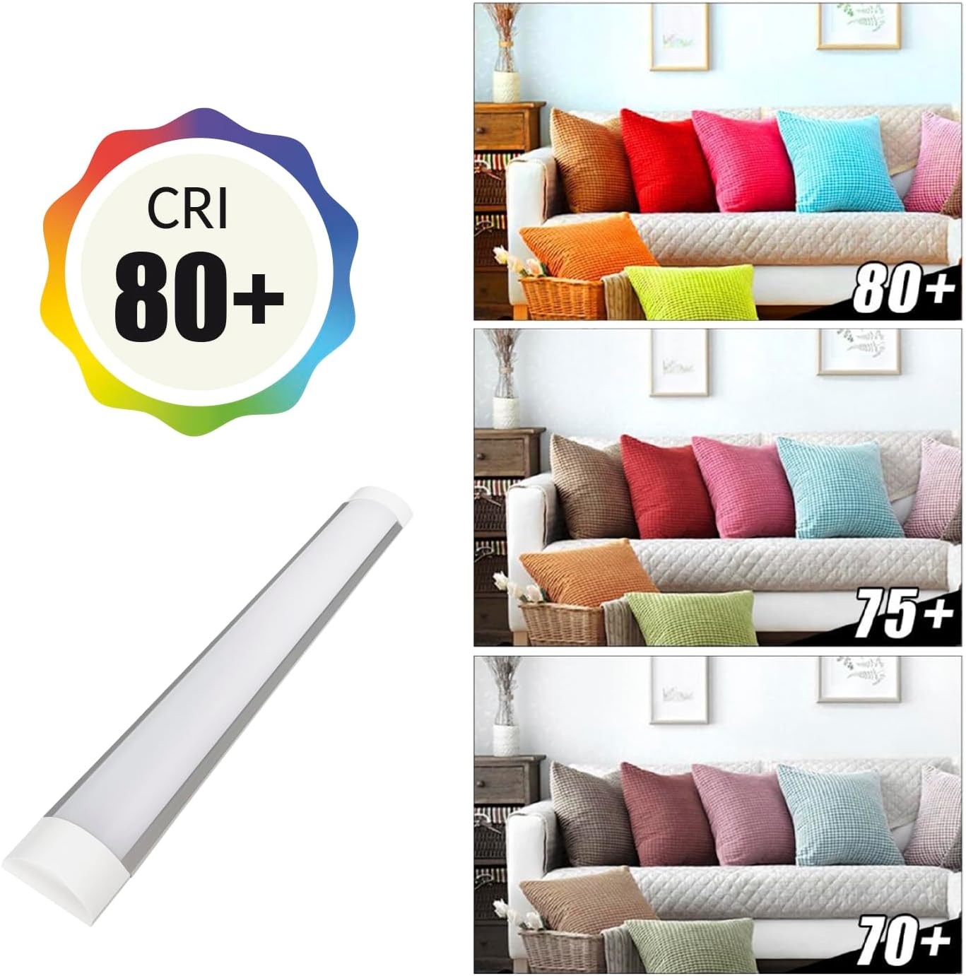 2 Pack - 4FT - LED Batten Light 40W 4000 Lumens, LED Wraparound Light Fixture, Flush Mount Office Ceiling Light for Garage, Office, Kitchen