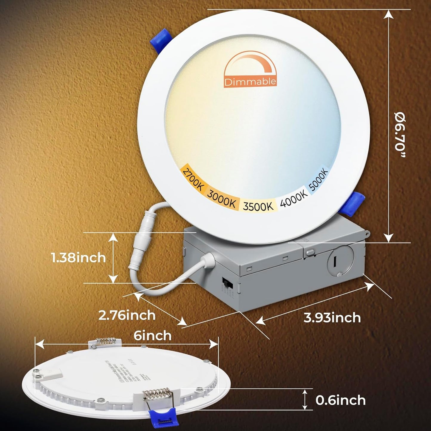 20 Pack 6 Inch LED Recessed Ceiling Light with Junction Box