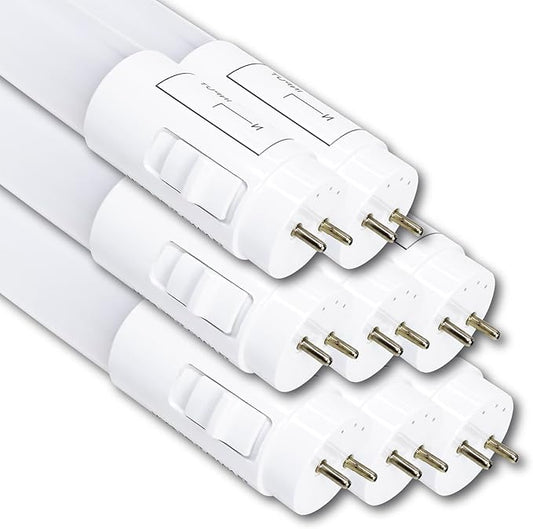 8 Pack 3CCT 4FT LED T8 Type B Light Tube 18W 2200 Lumens, 2700K/4000K/5000K Selectable, Ballast Bypass, Double Ended Connection, Frosted Cover