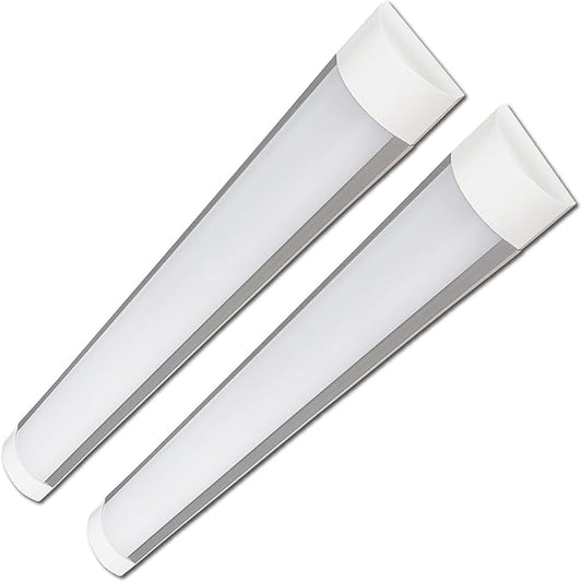 2 Pack - 2FT LED Batten Light 20W 2000 Lumens, Selectable, LED Wraparound Light Fixture, Flush Mount Office Ceiling Light for Garage, Office, Kitchen
