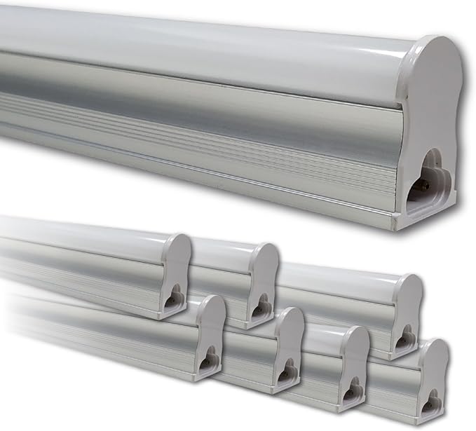 12 Pack - 4FT LED T5 Integrated Fixture 18W 2100 Lumens, Selectable, Linkable Utility Shop Light, Ceiling and Under Cabinet Light, Corded Electric